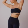 Cross-Back Bandeau Bra in Black