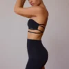 Cross-Back Bandeau Bra in Black