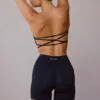 Cross-Back Bandeau Bra in Black
