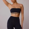 Cross-Back Bandeau Bra in Black
