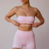 Cross-Back Bandeau Bra in Soft Pink