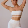 Cross-Back Bandeau Bra in Soft White