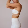 Cross-Back Bandeau Bra in Soft White