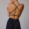 Cross-Back Sports Bra in Black