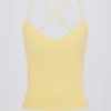 Cross-Back Tank Top in Lemon