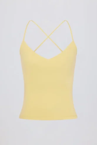 Cross-Back Tank Top in Lemon