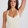 Crossback Longline Tank Top in Cream