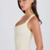 Crossback Longline Tank Top in Cream