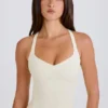 Crossback Longline Tank Top in Cream