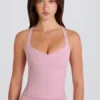 Crossback Longline Tank Top in Mauve