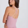 Crossback Longline Tank Top in Mauve