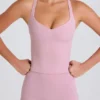 Crossback Longline Tank Top in Mauve