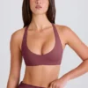 Crossback V-Neck Sports Bra in Acai