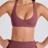 Crossback V-Neck Sports Bra in Acai
