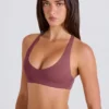 Crossback V-Neck Sports Bra in Acai