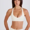 Crossback V-Neck Sports Bra in Cream