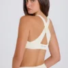 Crossback V-Neck Sports Bra in Cream