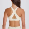 Crossback V-Neck Sports Bra in Cream