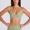 Crossback V-Neck Sports Bra in Matcha