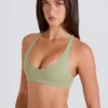 Crossback V-Neck Sports Bra in Matcha