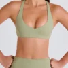 Crossback V-Neck Sports Bra in Matcha