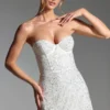 Crystella Embellished Strapless Corset Mini Dress in White