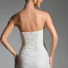 Crystella Embellished Strapless Corset Mini Dress in White