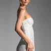 Crystella Embellished Strapless Corset Mini Dress in White