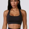 Cut Out Define Luxe Sports Bra in Black