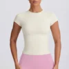 Cut-Out Longline T-Shirt in Cream