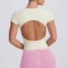 Cut-Out Longline T-Shirt in Cream