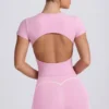 Cut-Out Longline T-Shirt in Dusty Pink