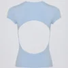 Cut-Out Longline T-Shirt in Sky