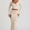Dagny Ruffle Long-Sleeve Lace Top in Ivory