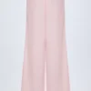 Dalila Wide-Leg Cotton-Poplin Trousers in Pink White Stripe