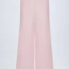 Dalila Wide-Leg Cotton-Poplin Trousers in Pink White Stripe