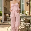 Dalila Wide-Leg Cotton-Poplin Trousers in Pink White Stripe