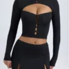 Dalla Modal Button-Detail Low-Rise Mini Skirt in Black
