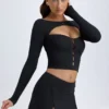 Dalla Modal Button-Detail Low-Rise Mini Skirt in Black