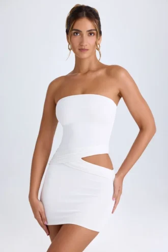 Damia Cut-Out Bandeau Mini Dress in White
