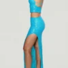 Danica Embellished Low-Rise Maxi Skirt in Turquoise