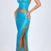 Danica Embellished Low-Rise Maxi Skirt in Turquoise