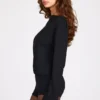 Dara Modal Long-Sleeve Backless Romper in Black