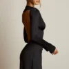 Darana Open-Back Draped A-Line Mini Dress in Black