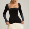 Darline Layered Pleated Corset Mini Dress in Black