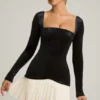 Darline Layered Pleated Corset Mini Dress in Black