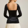 Darline Layered Pleated Corset Mini Dress in Black