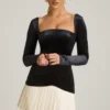 Darline Layered Pleated Corset Mini Dress in Black