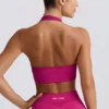 Define Luxe Halterneck Sports Bra in Berry