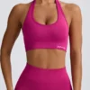 Define Luxe Halterneck Sports Bra in Berry